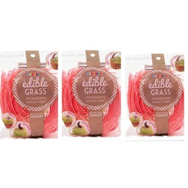 Grandys Candys Edible Easter Grass- Green Apple, Blueberry, Strawberry, & Multi Flavored Bundle-Fun and Delicious Way to Complete Your Easter Baskets- Strawberry- 3 Individual Packages of Strawberry Edible Easter Grass