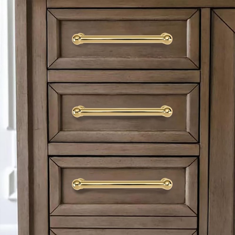 khtumeware 10 Pack 6 Inch Hole Center Polished Brass Cabinet