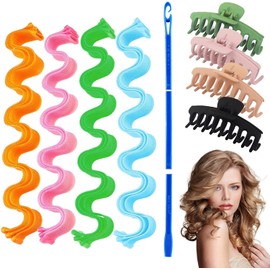 28 piezas de Rizador Pelo Sin Calo,Rizadores en ola, Kit de rizador sin calorque incluye 24 piezas de rizador mágico,4 pinzas para el cabello, 2 piezas de ayuda para rizar el cabello (50 cm / 19,68'')