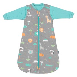 schlummersack Baby Sleeping Bag All Year Round Oeko-Tex Baby Sleeping Bag with Removable Sleeves 2.5 Tog Baby Sleeping Bag All Year Round Sleeping Bag Baby Cotton, safari