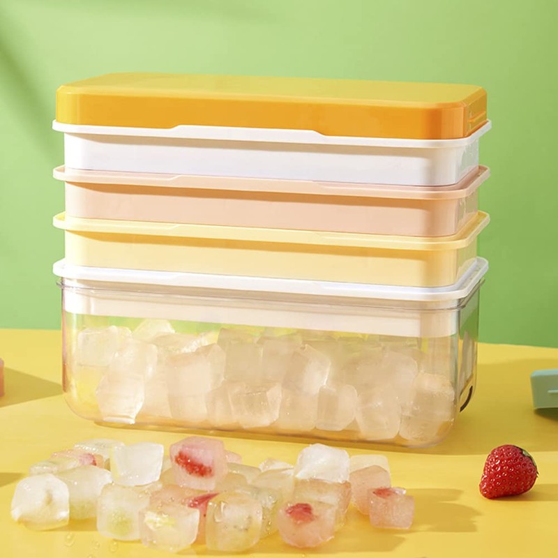 Press Type Ice Cube Maker, Ice Cube Trays with Lid