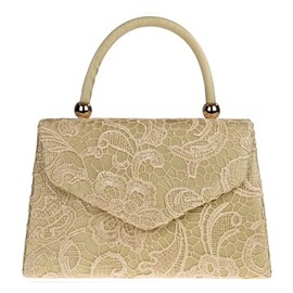 fi9® BNWT Retro Tote Lace Floral Bridal Wedding Evening Handbag Party Purse Clutch Shoulder Hand Bag (Gold)