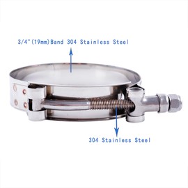 LUXERAD 2Pcs 3 Inch Stainless Steel T-Bolt Hose Clamps,Clamp Range 83-91mm for ID 3 inch Turbo Intake hose Clamps(3“ Clamp Range 3.3"-3.6"(83-91mm))