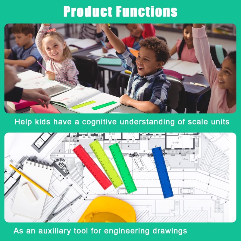 15cm Ruler Pack, Windspeed 20Pcs Colorful Rulers Straight Rulers with