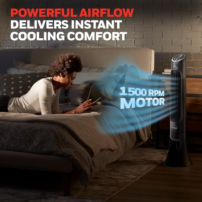 Honeywell QuietSet Whole Room Tower Fan-Black, Oscillating Tower Fan with