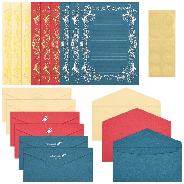 BAYTORY 28Pcs Stationery Paper and Envelopes Set, 4.3" x 8.6"