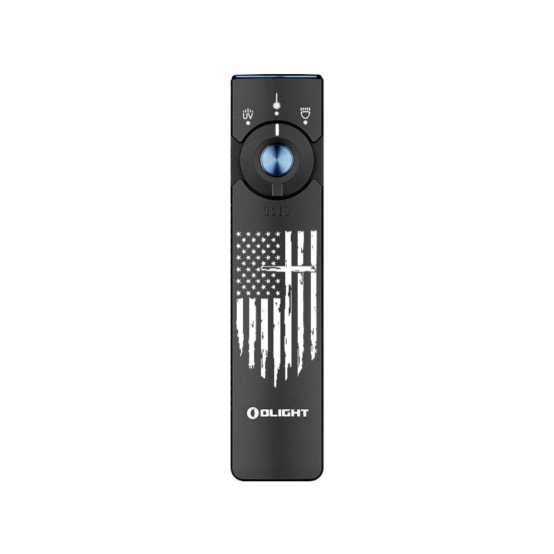 Olight Arkfeld Pro Black CW Amercian Flag LED Light/Green Beam/UV,