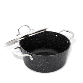 UCCLIFE Nonstick Stock Pot with Lid, 4.5Quart Soup Pot Black,Cooking Pots for All Stove Compatible