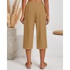 Neer 2 Pack Women's Linen Capri Pants Basics Wide Leg