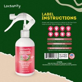 Locsanity Rosewater Peppermint Moisturizing, Tightening, Rolling Spray w/Black Hawaiian Sea Salt Dreadlock Locs
