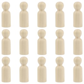 FERCAISH Pack of 15 DIY Wooden Figures for Painting, Toy Figures Wood, Figure Cone Dolls, Craft Wooden Cones, for Christmas, Birthday, Wedding Decoration