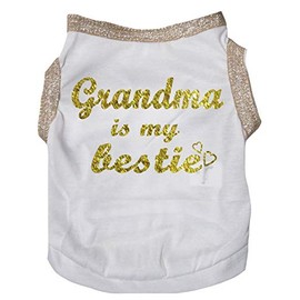 Petitebella Grandma is My Bestie Camisa para perro cachorro blanco (blanco, XXL)