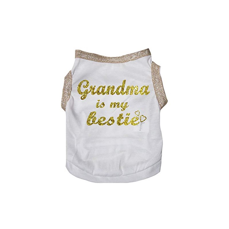 Petitebella Grandma is My Bestie Camisa para perro cachorro blanco