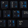 French AZERTY Keyboard Stickers with Blue Lettering ON Transparent (Clear)