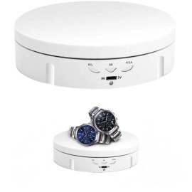 5.74inch 360 Motorized Rotating Display Stand,22LB Load,Stand for Photography Products Showsmaterial: Plastic, size: 6.73 x 6.1 x 1.8 inches, Color: White