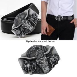 The Lord of the Tools Longhorn Belt Buckle Western Cowboy Belt Buckle Bull Men's Belt Clasp for 3.8 cm Wide Press Stud Belt Decorative Accessories, black