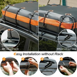 GYMAX Rooftop Cargo Carrier, 21 Cubic Feet Roof Rack Cargo Carrier, 700D Waterproof Car Top Luggage Bag with 6 Door Hooks, 10 Straps & Anti-slip Mat for All Cars with/without Rack