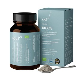 Soulel Organic Biota - 30 Servings - Daily Botanical Fiber Blend with Fermented Oats & Psyllium Husk, Gluten & Dairy-Free Organic Gut Support Powder, Natural Digestion with Banana and Ginger - (100g)