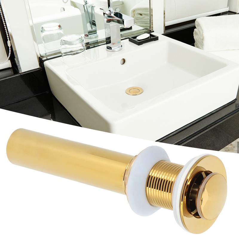 Gold Sink Drain without Overflow Anti Clog Bathroom Faucet Wash