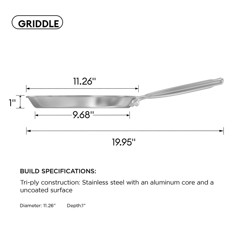 COOKER KING 11" Stainless Steel Crepe Pan, Everyday Flat Skillet