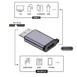 xiwai USB-C USB 3.1 Type C Female to Micro USB 3.0 Male Adapter Data 10Gbps Power Converter for Laptop PC SSD Disk