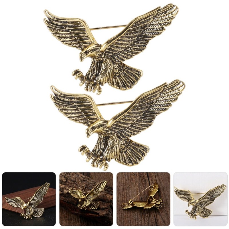 DEARMAMY Vintage Hawk Brooch Pin for Men Women, 2Pcs 4th