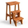 GLACER 3-Tier Folding Step Stool, Portable Wood Step Ladder for