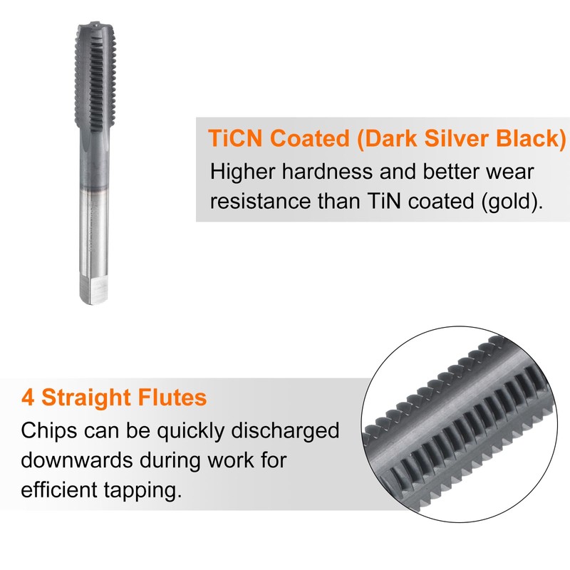 sourcing map M12x1.75 Metric Thread Tap 6542 Cobalt High-Speed Steel