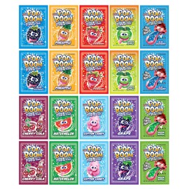 Tiltay Pop Boom Popping Candy – 20 Pack - 10 Flavor Assortment, Strawberry, Cherry Cola, Green Apple, Blue Raspberry, Watermelon, Grape, Pineapple, Cotton Candy - OU Kosher - Dairy Free