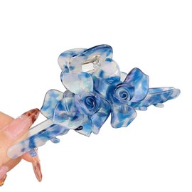 DILBABA Premium Acetate Hair Clip for Women - Elegant Plant-Based Hair Claw with Secure Hold, Gentle on Hair (B-Floral Blue, 5.1 * 2.3 * 2.1inch)