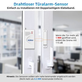 Home Alarm System, 115 dB with 3 Door Alarms, 2 Motion Sensors, 3 Remote Control, 1 Siren, Window Burglary Protection, Deterrent Alarm for Window Alarm, Motorhome, Garage