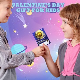 24 Packs Valentines Day Gift Cards with Galaxy Stress Ball Set - Stretchy Squishy Toy Balls Sensory Squeeze Toys Stress Relief Fidget Toys for Kids Classroom Exchange Prizes, Valentine Party Favor