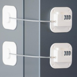 Fridge Lock Refrigerator Lock Freezer Lock Child Locks for Cabinets and Drawers Easy Install No Keys Combination Lock Multifunctional Child Safety Cabinet Lock(2, White)