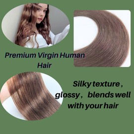 Light Brown Tape in Hair Extensions Human Hair Seamless Remy Human Hair Extensions Tape in 14 Inch