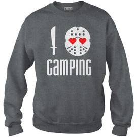 I Love Camping Friday TH 13TH Shirt Jason Voorhees Hockey MASK Camp Crystal Lake T-Shirt Crewneck/Dark Heather/ 3XL