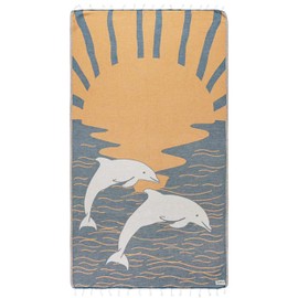 Sand Cloud Oversized Turkish Beach Towel (SoCal Dolphin) - 100% Certified Cotton Turkish Bath Towels - Sand Free & Quick Dry Large Beach Towel for Pool, Yoga, Picnic & Travel - As Seen on Shark Tank