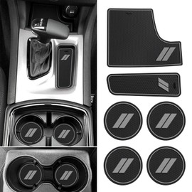 SENSHINE Anti Dust Cup Holder Insert for Dodge Charger Accessories 2015-2021 2022 2023 Non-Slip Center Console Shifter Liner Trim Premium Custom Interior Mats Pad 6Pcs Set (Gray Trim)