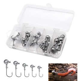 24 Pieces Jig Head Fishing Hooks with Lead Head 3.5g/5g/7g/10g/14g Soft Bait Hooks Triple Bar for Freshwater Fishing Trout Pike Storage Box Included