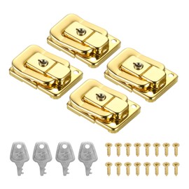 PATIKIL Suitcase Lock Hasp 1.6" x 1.10",4Pcs Iron Toggle Catch Lock with Keys/Screws Latch Clasp for Jewelry Box Wooden Case Toolbox, Gold