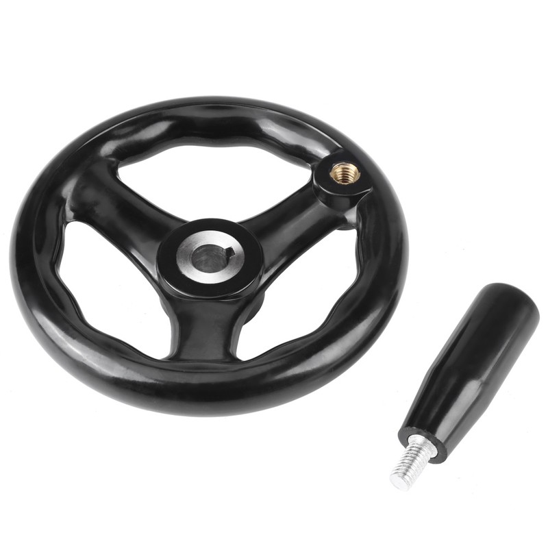 1PC 12*125mm Black Round 3 Spoke Hand Wheel for Lathe
