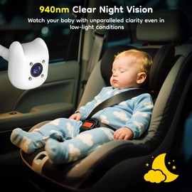 ELECROW 2-Kids Baby Car Camera with 1080P Video Out Put, Car Camera for Baby Kit with 6.86 Inch Monitor Features 150° View & 940mn Night Vision - Perfect Rear Facing Monitor Gift for Parents