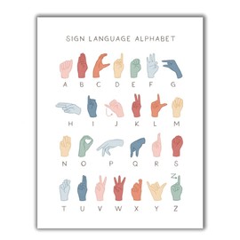 American Sign Language Poster, ASL Alphabet, Rainbow Classroom Decor, ABC Print - 11x14 - Unframed Print - Decor for Home, Bedroom, Nursery, Kids Room, Dorm, Gift