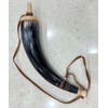 Hand Carved Genuine Gun Powder Real Horn with Leather Strap,