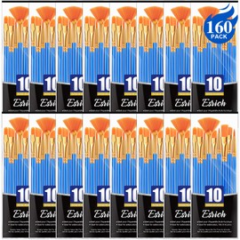 ESRICH Paint Brushes for Acrylic Painting,16Packs/160Pcs Nylon Hair Acrylic Paint Brushes, Professional Paintbrushes for Watercolor Oil Rock Face Drawing, Paint Brushes for Arts Paint Brush Kits.