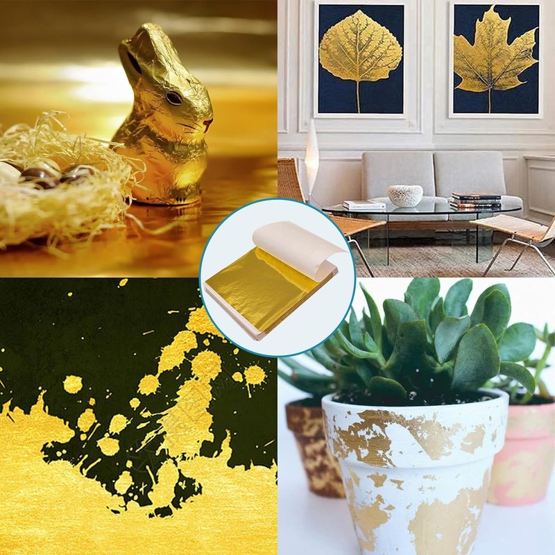 200 Sheets Gold Leaf Sheets Gold Leaf Foil Paper for