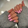 Uñas postizas de gel rosa bebé cuadradas medianas, uñas postizas