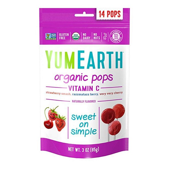 YumEarth Organic Vitamin C Lollipops, 14 Lollipops (Pack of 6), Gluten Free, Vegan (Packaging May Vary)