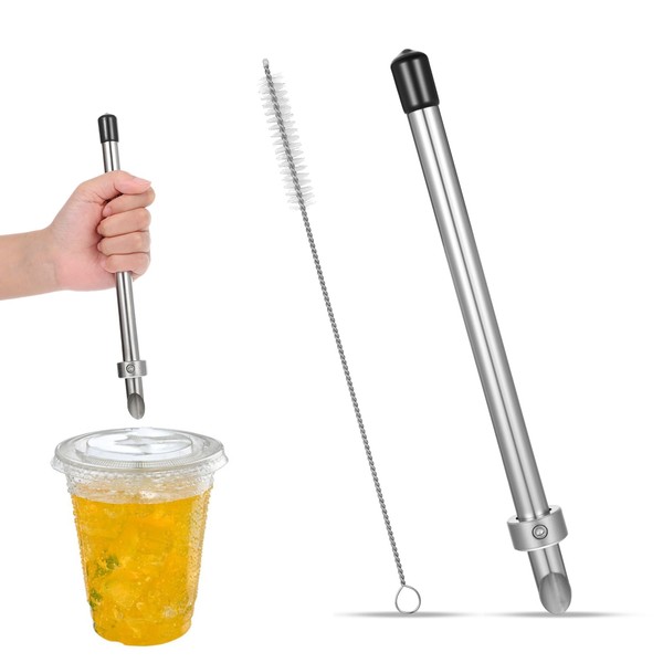 Straw Puncher for Plastic Lids 8.7 Inch with Cleaning Brushes