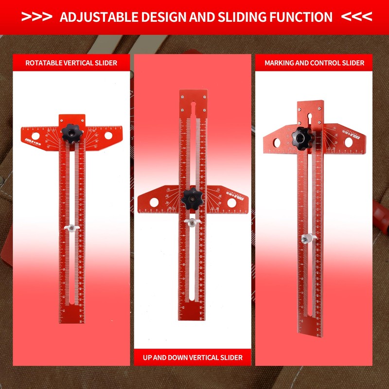 Zxfuture Woodworking Scriber Marking Line Ruler, T Type Woodworking Ruler