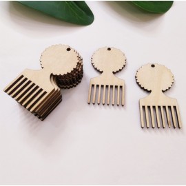 30PCS African Afro Hair Pic Unfinished Wood Earring Blanks, Pick Comb Jewelry Making Crafts, DIY Project Wood, Dangle Earrings Jewelry Blanks (2'')